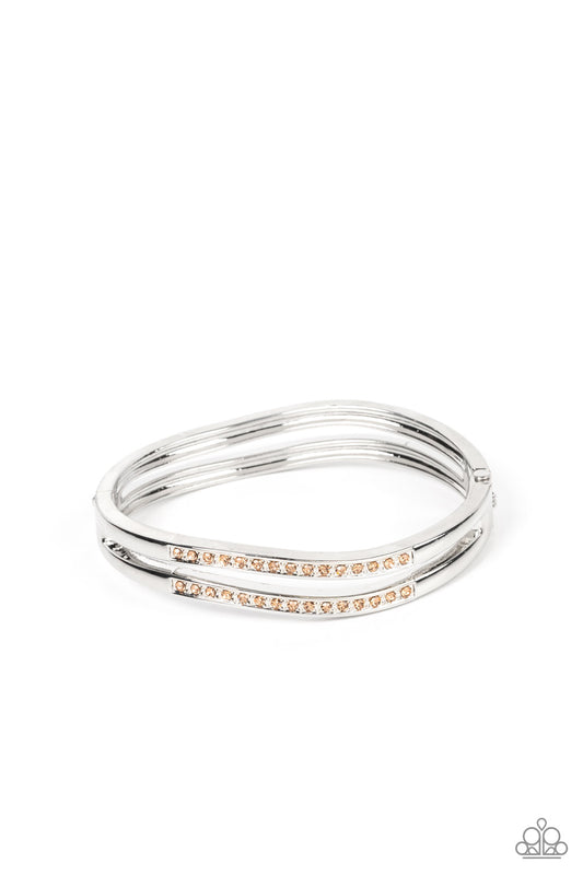 Gen Z Glamour Bracelet - Silver w/Brown Gems- Paparazzi Accessories
