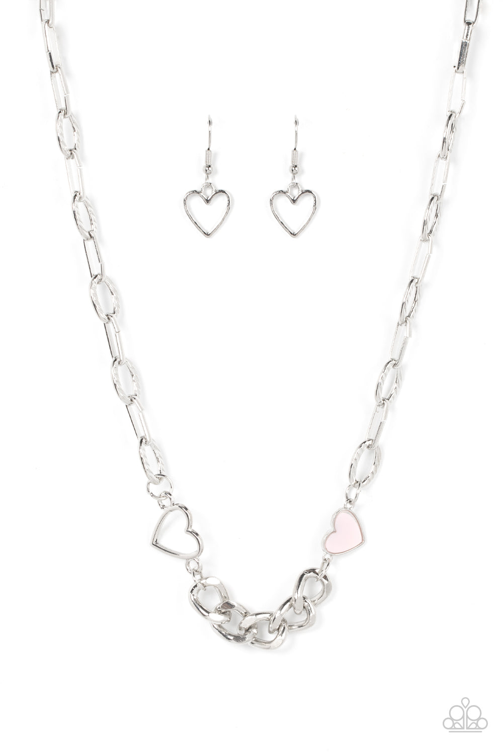 Little Charmer Hearts  - Silver w/Pink Heart Necklace