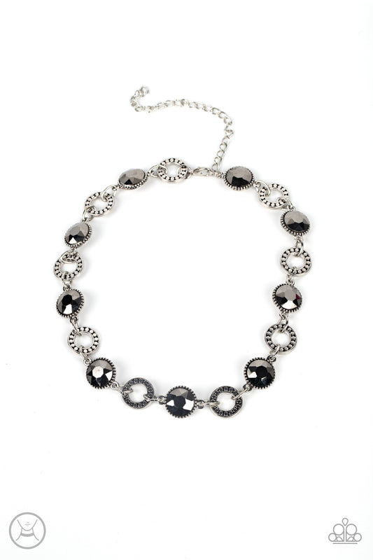 Rhinestone Rollout - Silver w/hematite gems Choker Necklace