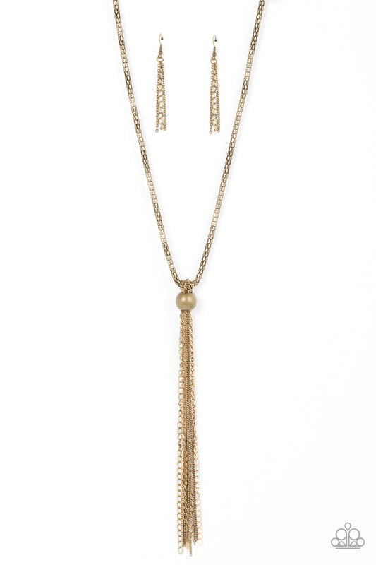 Metallic MESH-Up - Brass Necklace - Paparazzi Accessories