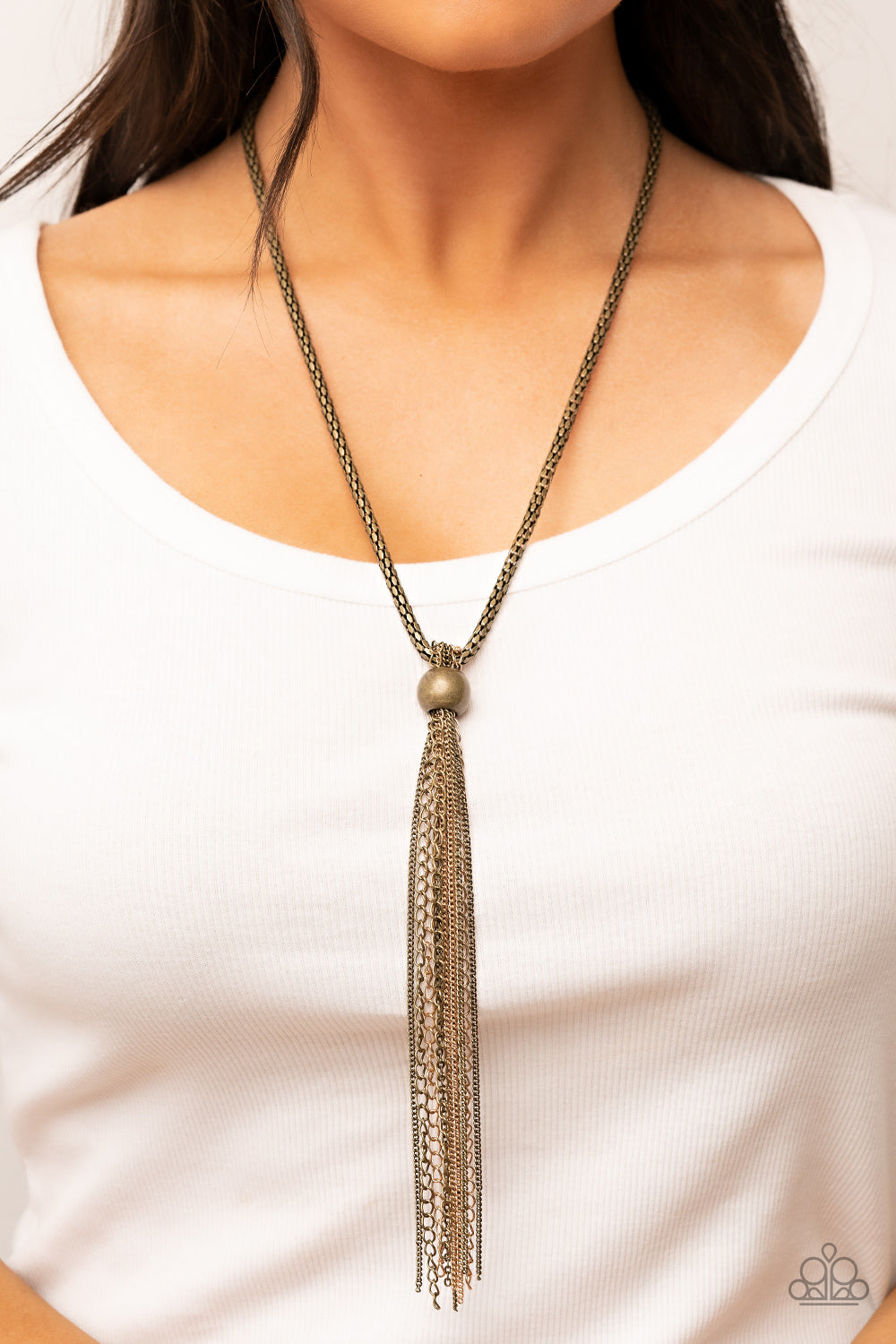Metallic MESH-Up - Brass Necklace - Paparazzi Accessories