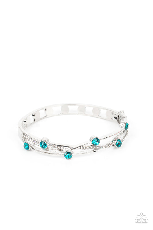 Slammin Sparkle Bracelet -Silver w/Turquoise Blue Gems - Hinged