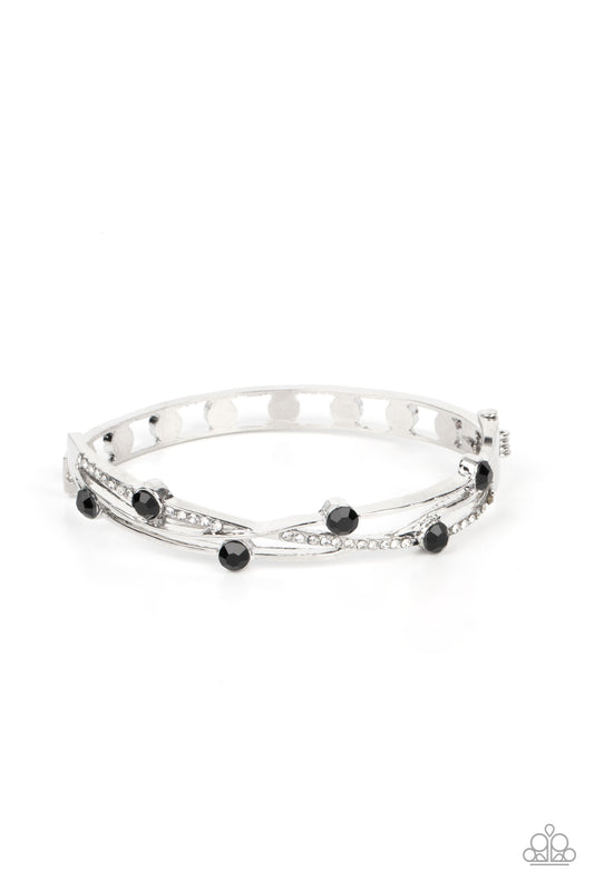 Slammin Sparkle Bracelet - Silver w/Black rhinestones & white rhinestones