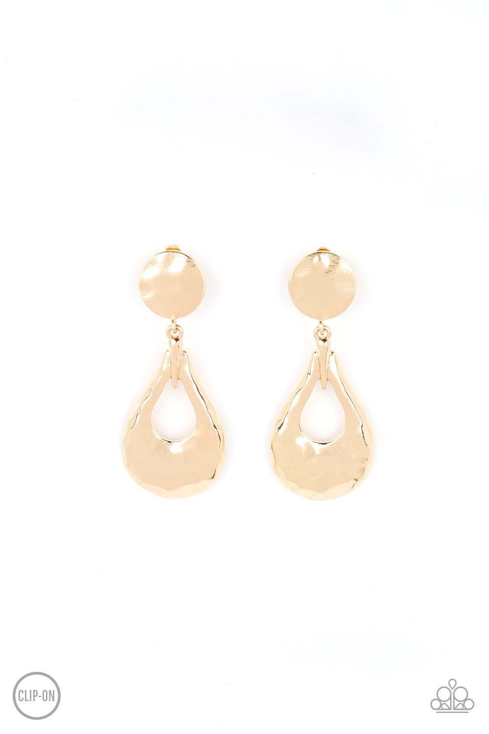 Metallic Magic - Gold Clip-On Earrings