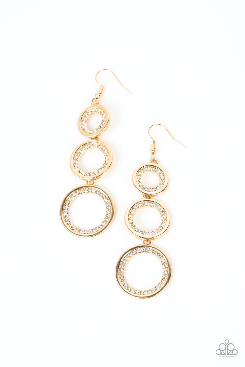 Shimmering in Circles Earrings - Gold w/Rhinestones