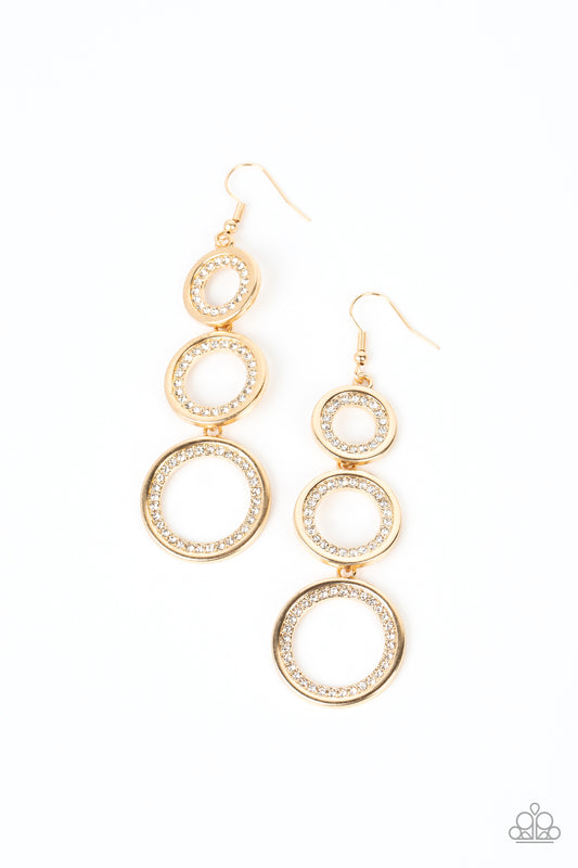 Shimmering in Circles Earrings - Gold w/Rhinestones