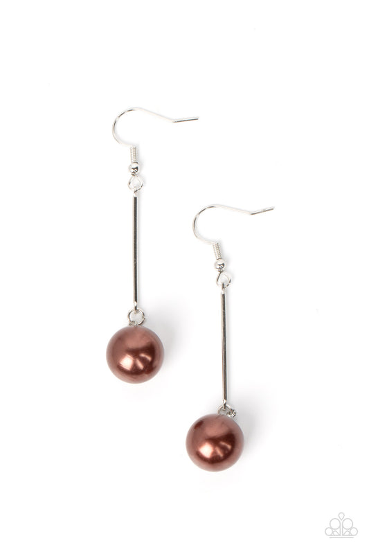 Pearl Redux Earrings - Silver w/Brown Pearl