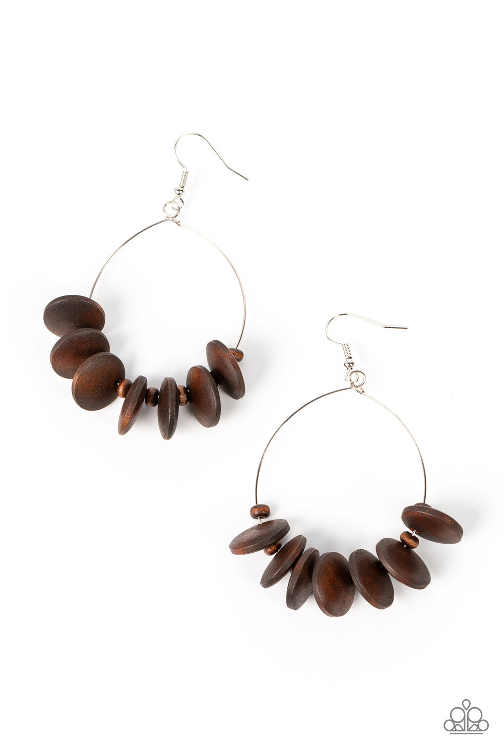 Surf Camp - Silver w/Brown Wood Earrings