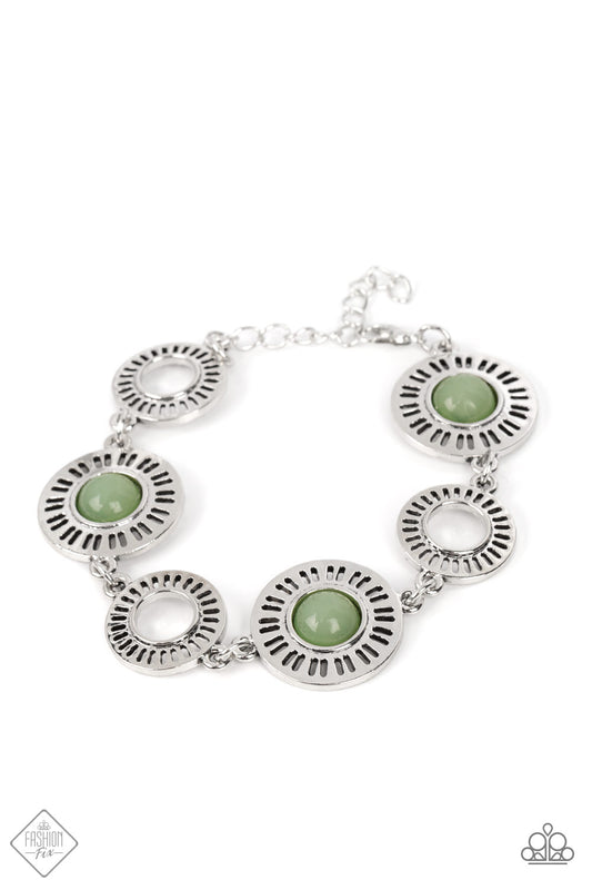 Coastal Charmer - Silver w/Green (jade color) Bracelet