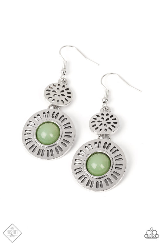 Ocean Orchard - Silver w/Green Earrings