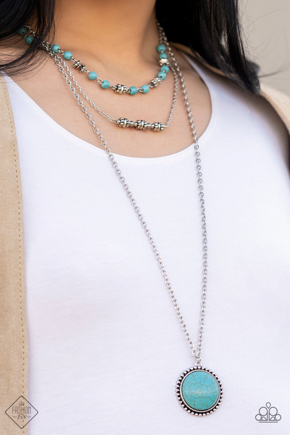 Sahara Symphony - Silver w/Turquoise Stone Necklace