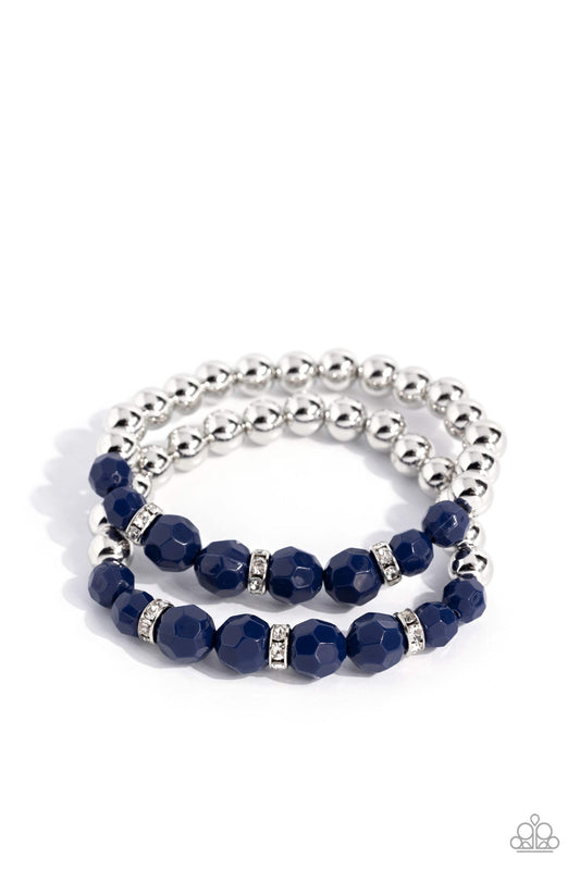 Two by Two Twinkle Bracelet - Silver w/navy Blue