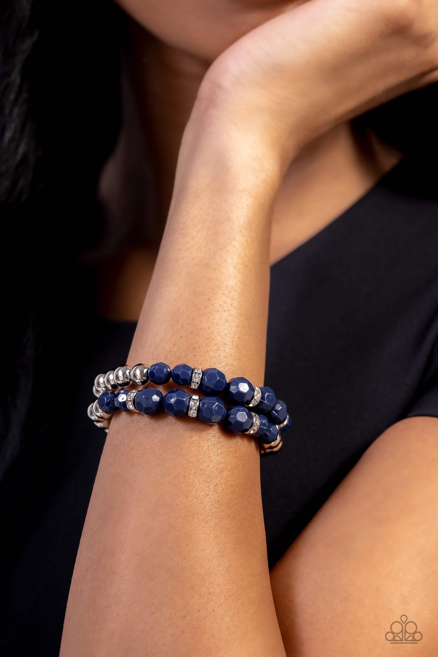 Two by Two Twinkle Bracelet - Silver w/navy Blue