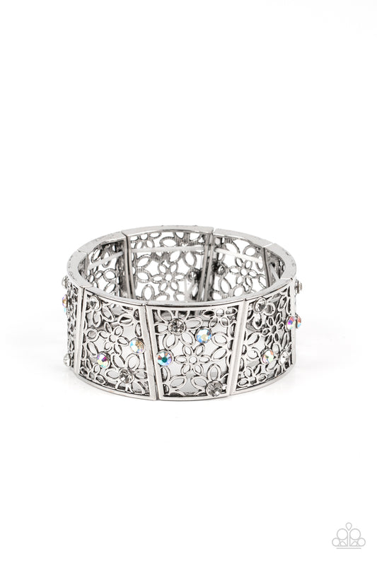 Spring Greetings - Silver w/iridescent rhinestones Bracelet