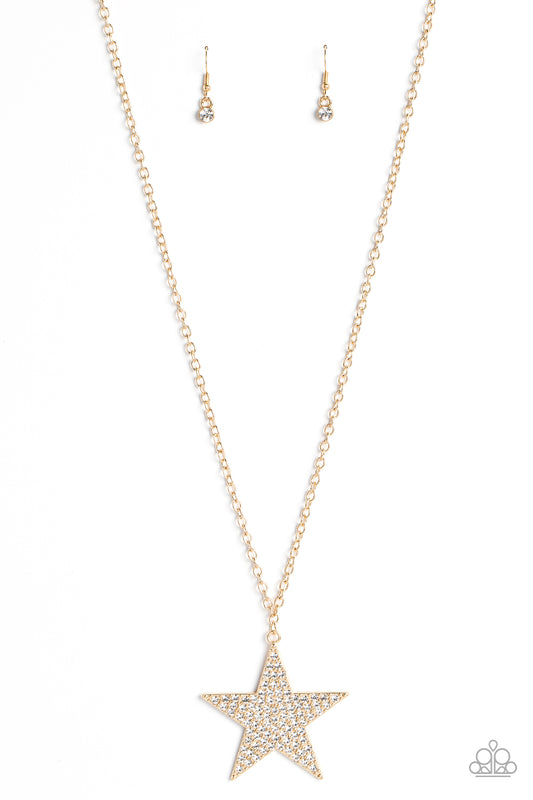 Rock Star Sparkle - Gold Star Necklace