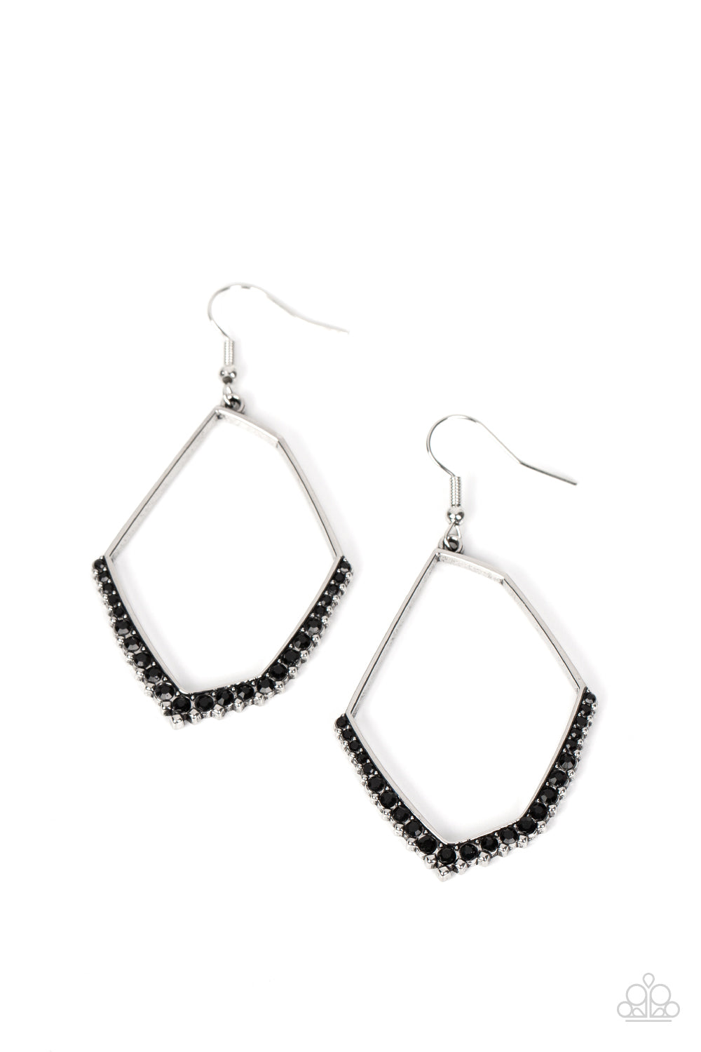 Bent on Success - Silver with Black Earrings