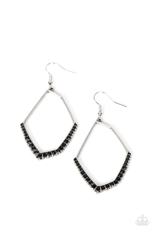 Bent on Success - Silver with Black Earrings