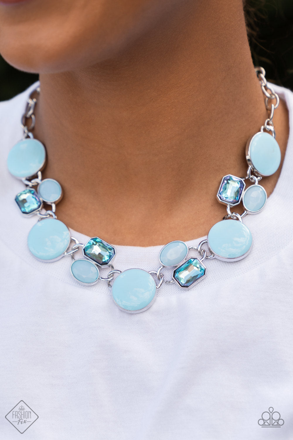 Dreaming in MULTICOLOR -Silver w/Blue Necklace