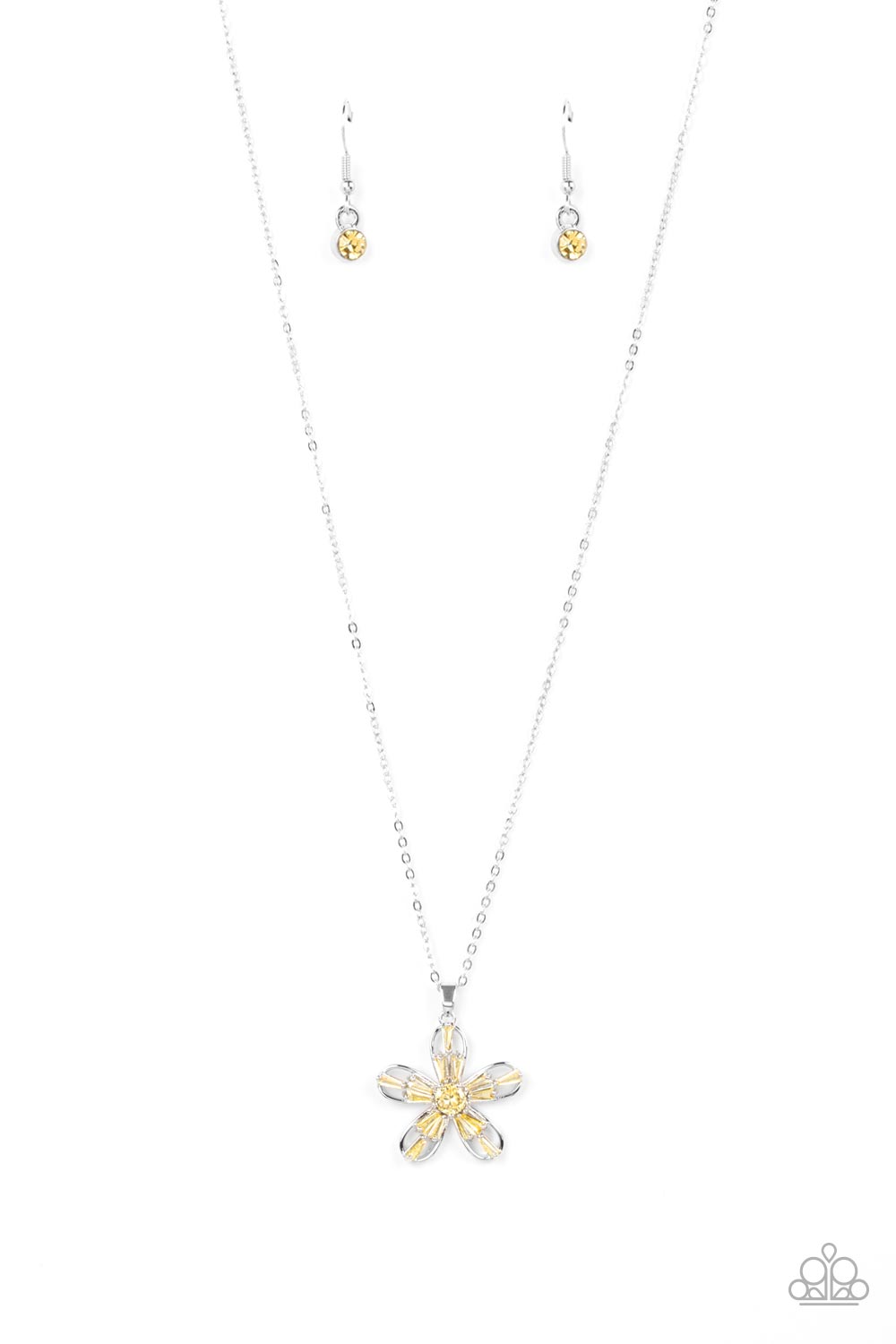 Botanical Ballad - Silver w/Yellow Gem Necklace