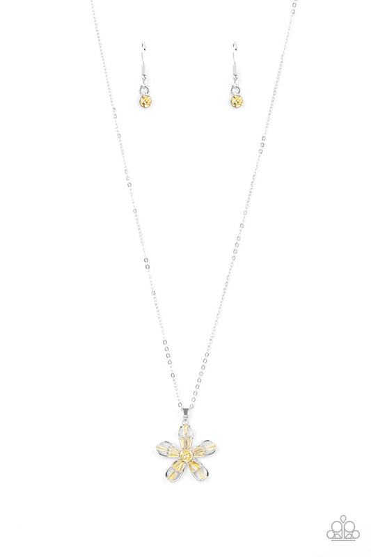 Botanical Ballad - Silver w/Yellow Gem Necklace