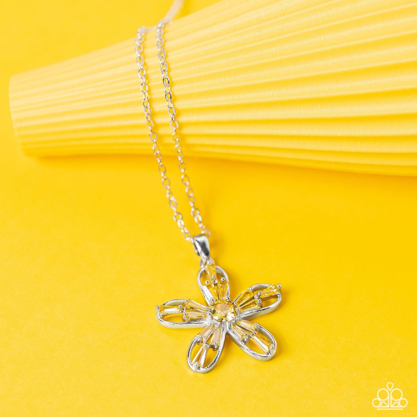 Botanical Ballad - Silver w/Yellow Gem Necklace