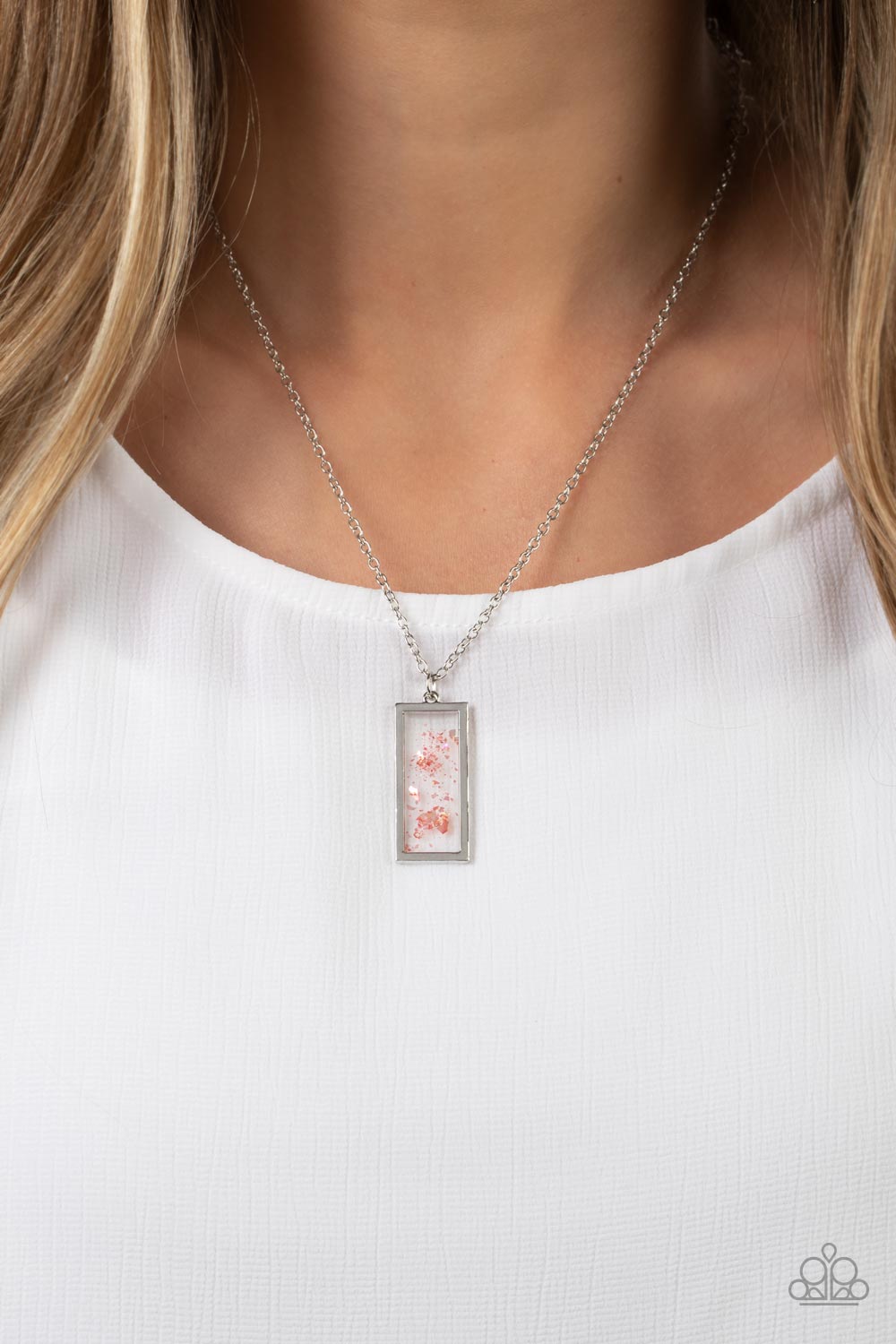 SEA You Around - Silver w/Pink  Necklace- Paparazzi Accessories