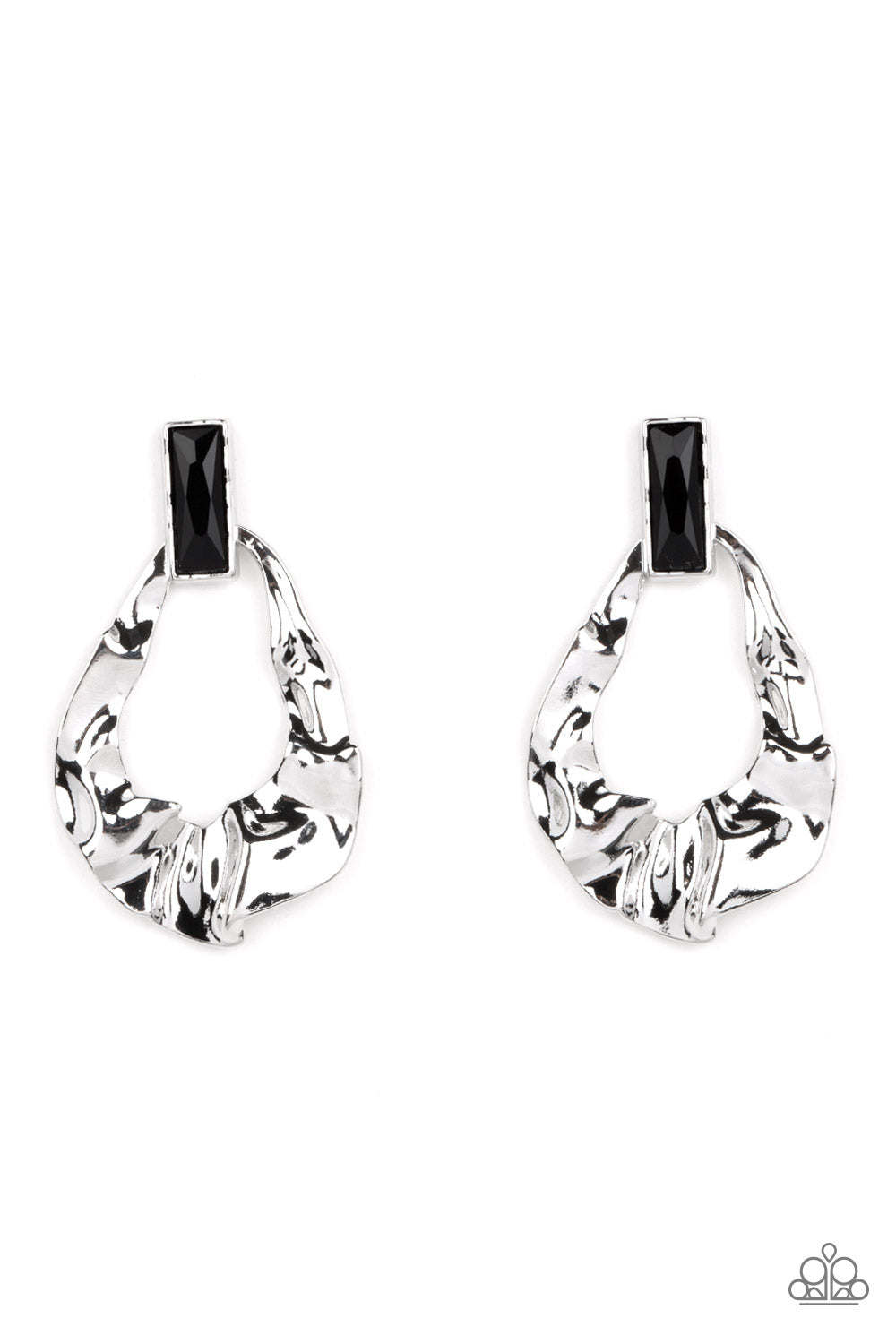 Metro Meltdown - Silver w/Black Earrings