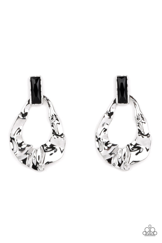 Metro Meltdown - Silver w/Black Earrings