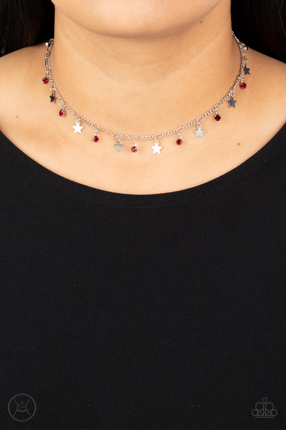 Little Lady Liberty - Silver with Red Necklace