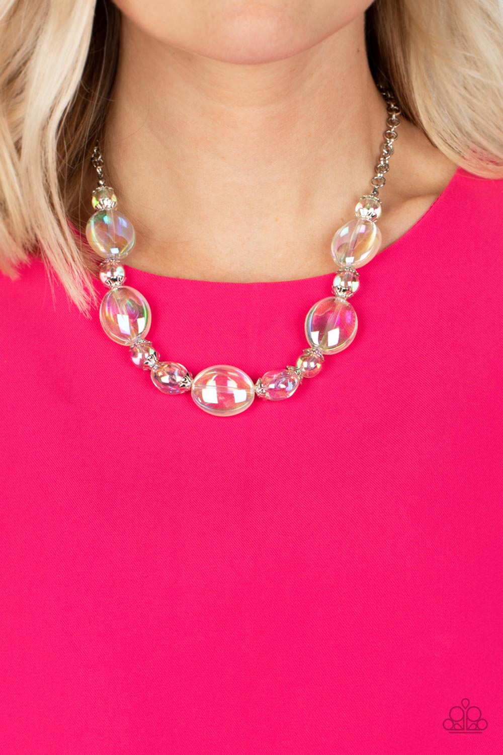 Prismatic Magic - Silver w/Iridescent Prismatic Bead Necklace