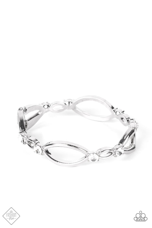 Interwoven Illusion Bracelet - Silver w/Rhinestones - Hinged
