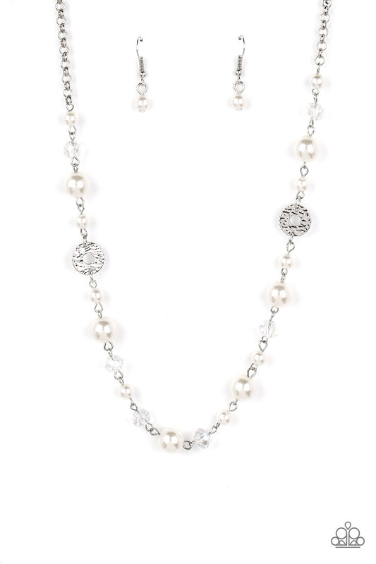 Traditional Transcendence - Silver with White Rhinestones Necklace