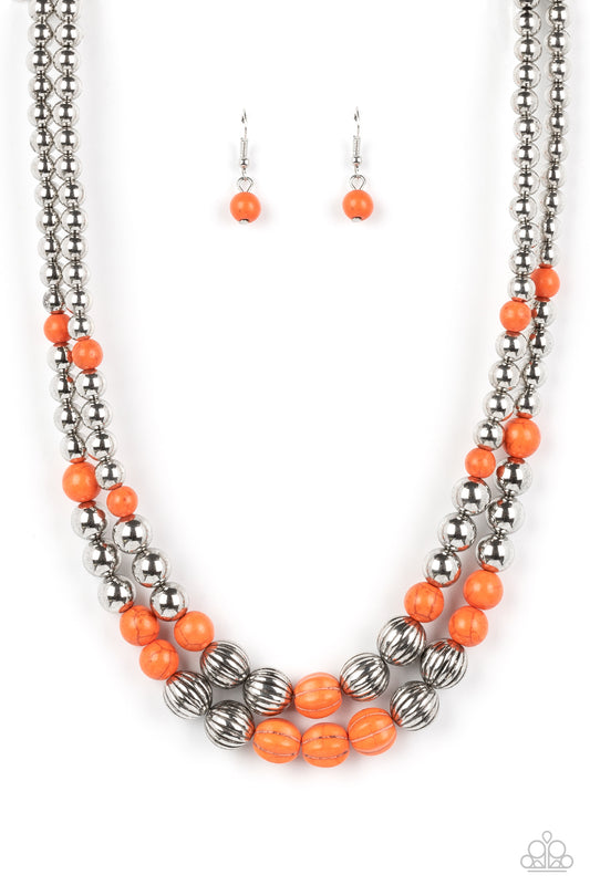 Country Road Trip - Silver with Orange  Necklace