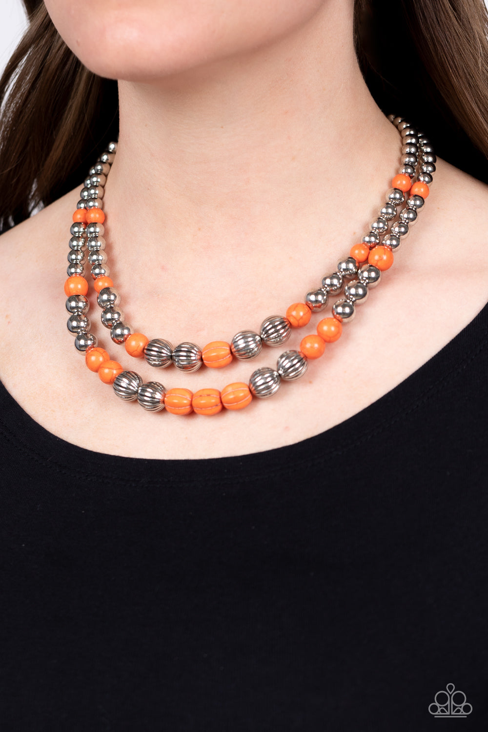 Country Road Trip - Silver with Orange  Necklace