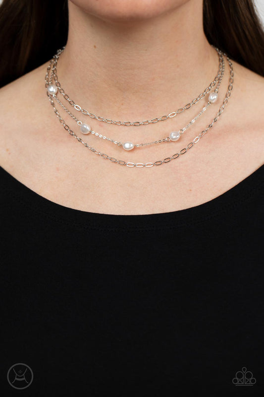 Offshore Oasis -Silver w/White Necklace- Paparazzi Accessories