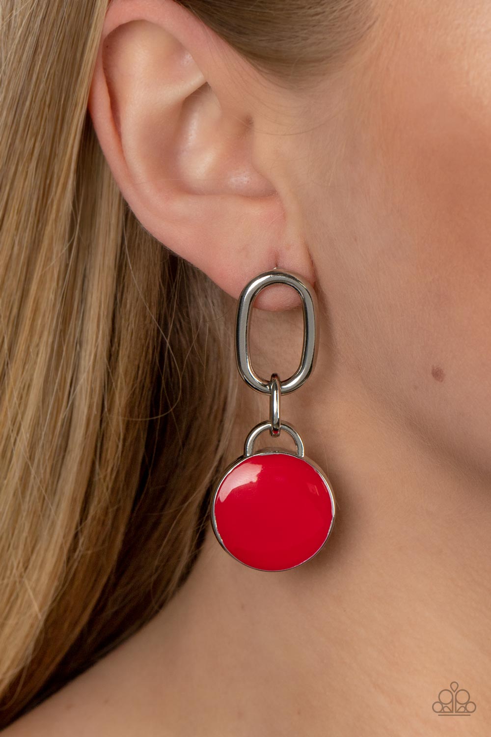 Drop a TINT - Silver w/Red Earrings