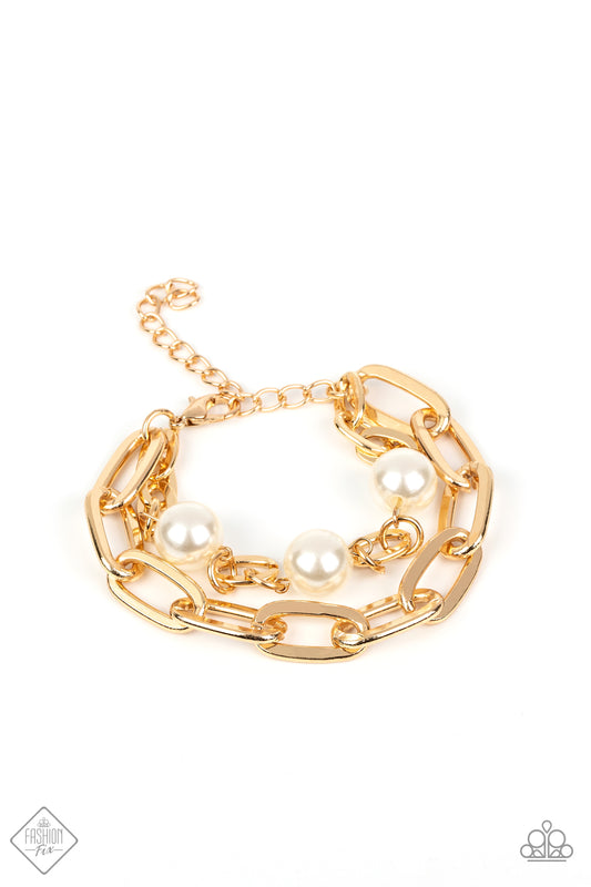 Nautical Mileage - Gold with Pearls Bracelet