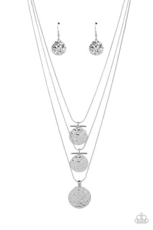 Dizzying Discs - Silver Necklace - Paparazzi Accessories
