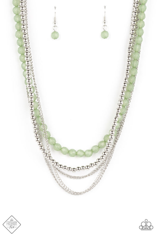 Boardwalk Babe - Silver w/Green(jade) Necklace