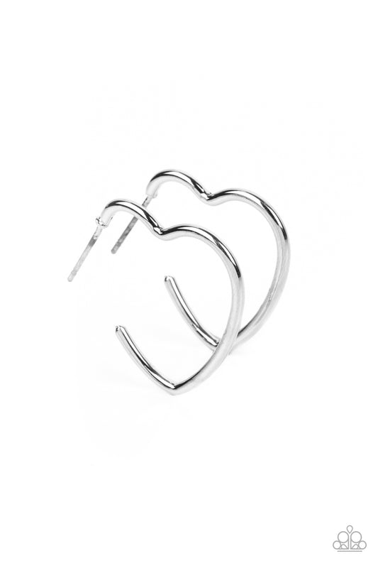 Burnished Beau Heart - Silver Earrings
