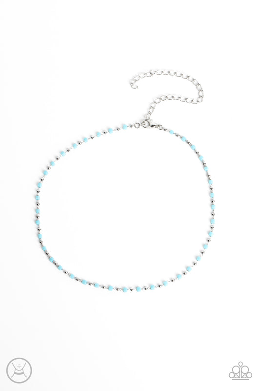 Neon Lights - Silver w/1Blue Choker Necklace