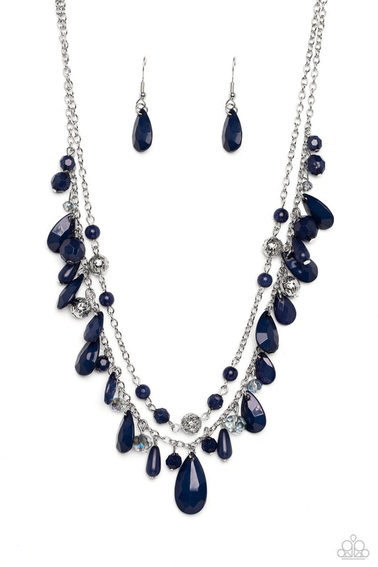 Flirty Flood - Silver w/Navy Blue Necklace