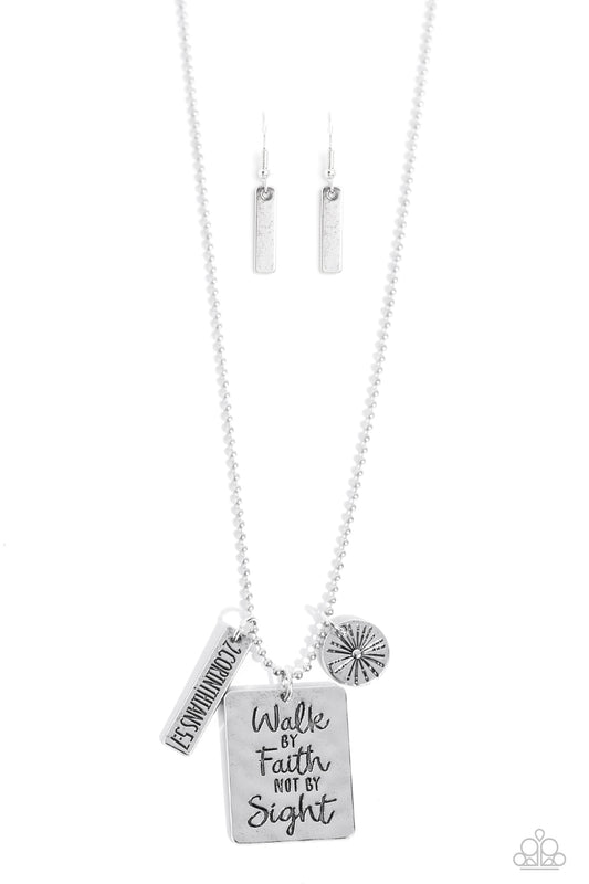Sunshine Sight - Silver Necklace - "Walk by Faith"
