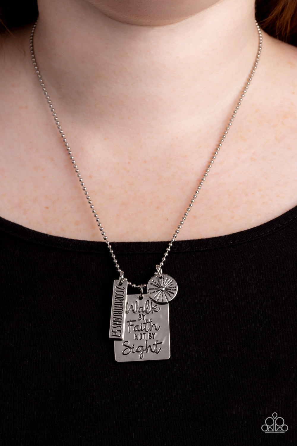 Sunshine Sight - Silver Necklace - "Walk by Faith"