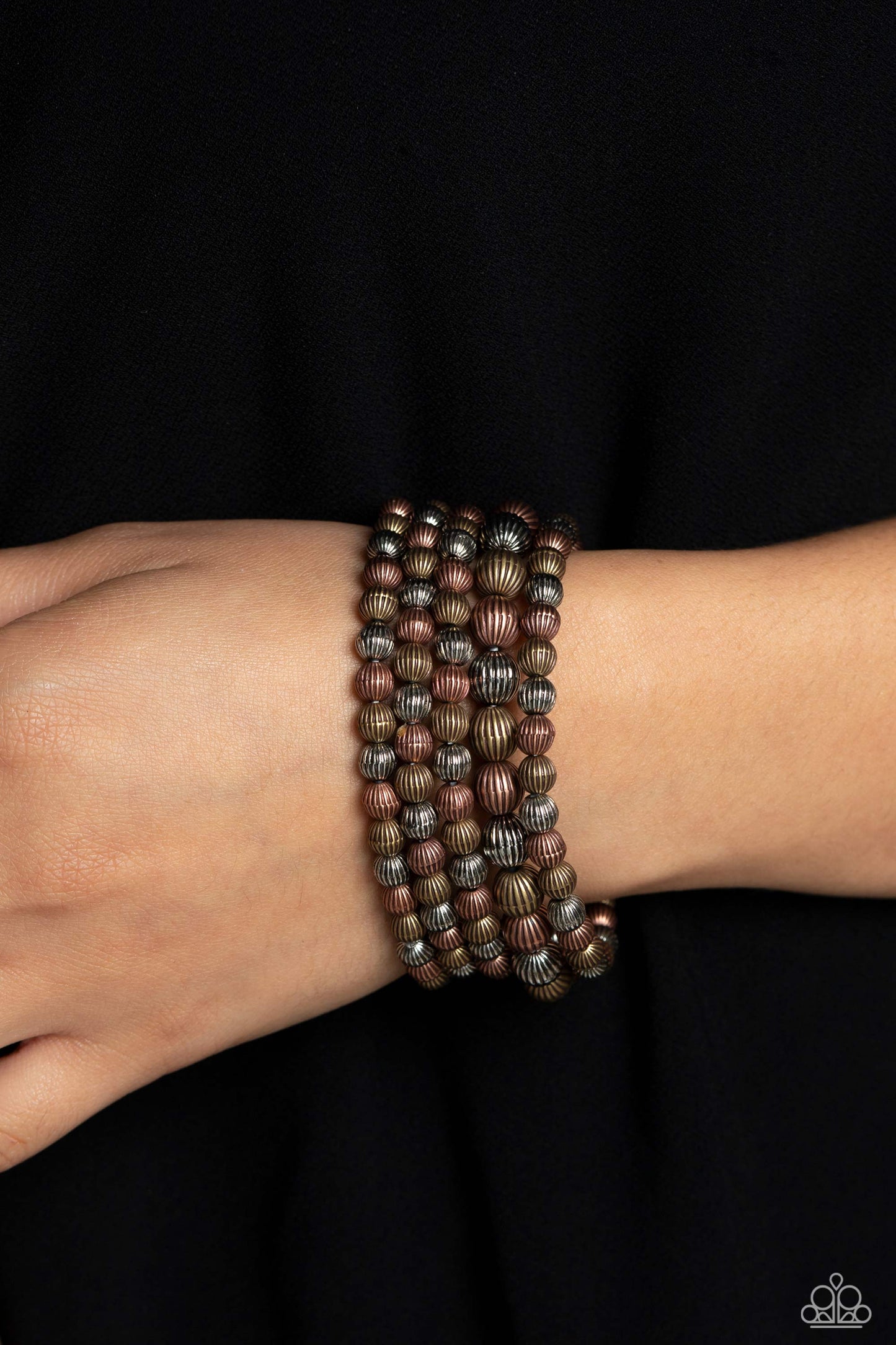 Sonoran Stripes - Multi-Copper. Brass & Silver Bracelet