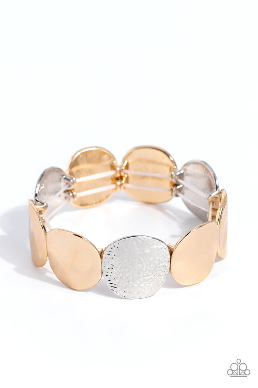Rippling Record Bracelet -Silver and Gold