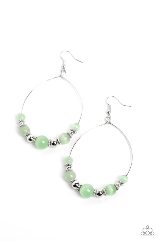Cats Eye Charisma - Silver w/Green Earrings