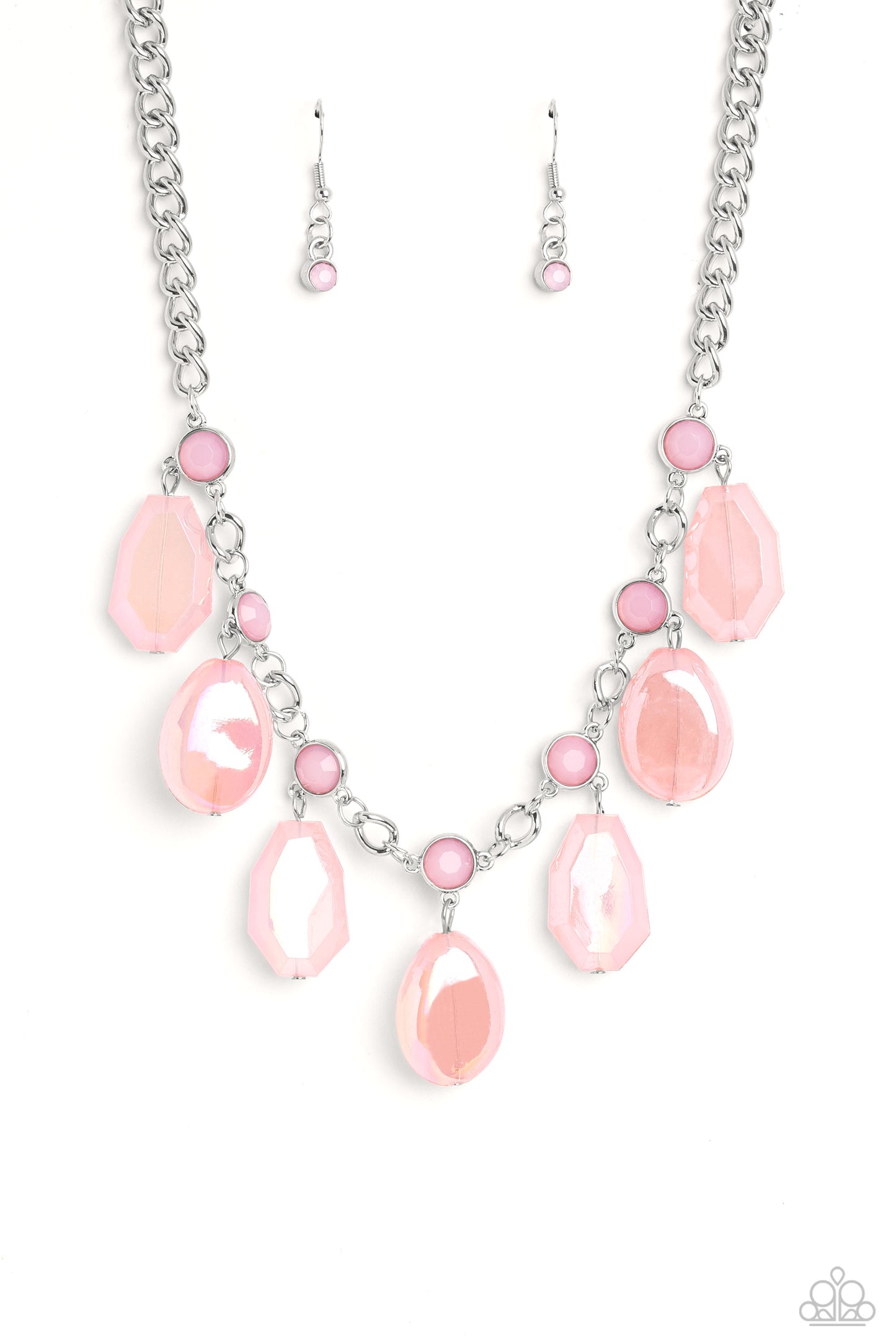 Maldives Mural - Silver and Pink Necklace