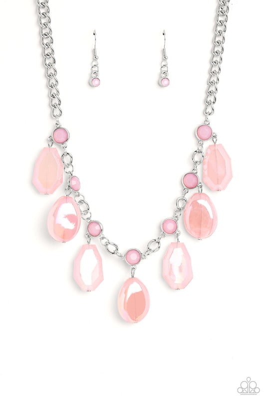 Maldives Mural - Silver and Pink Necklace
