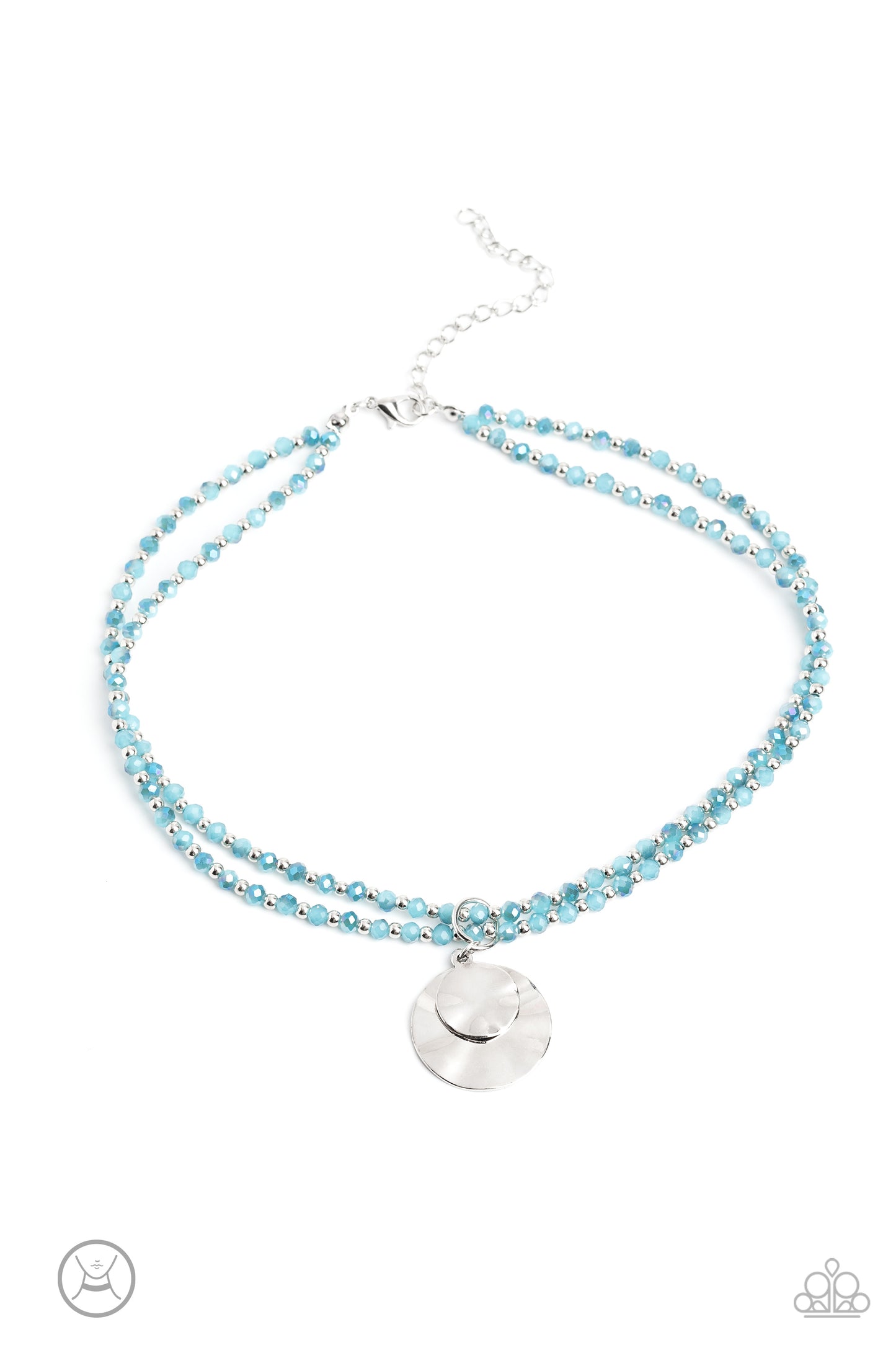 Compacted Cosmos - Silver w/Blue Choker Necklace